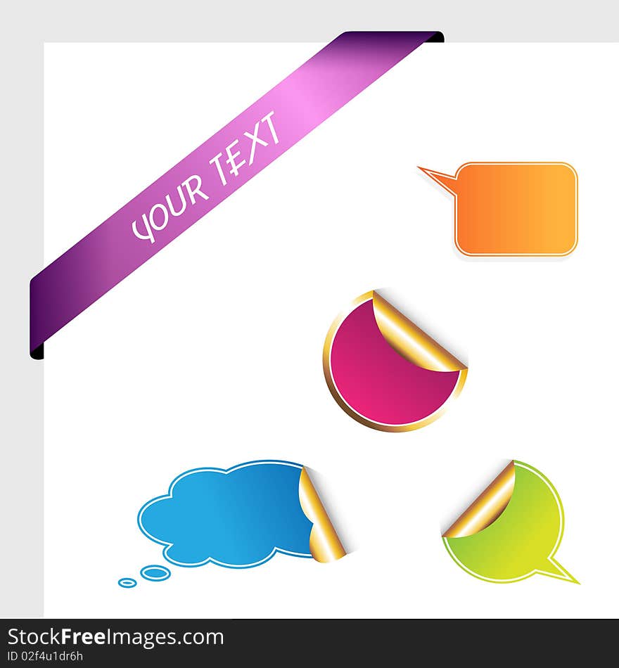 Set of colored stickers. Vector art