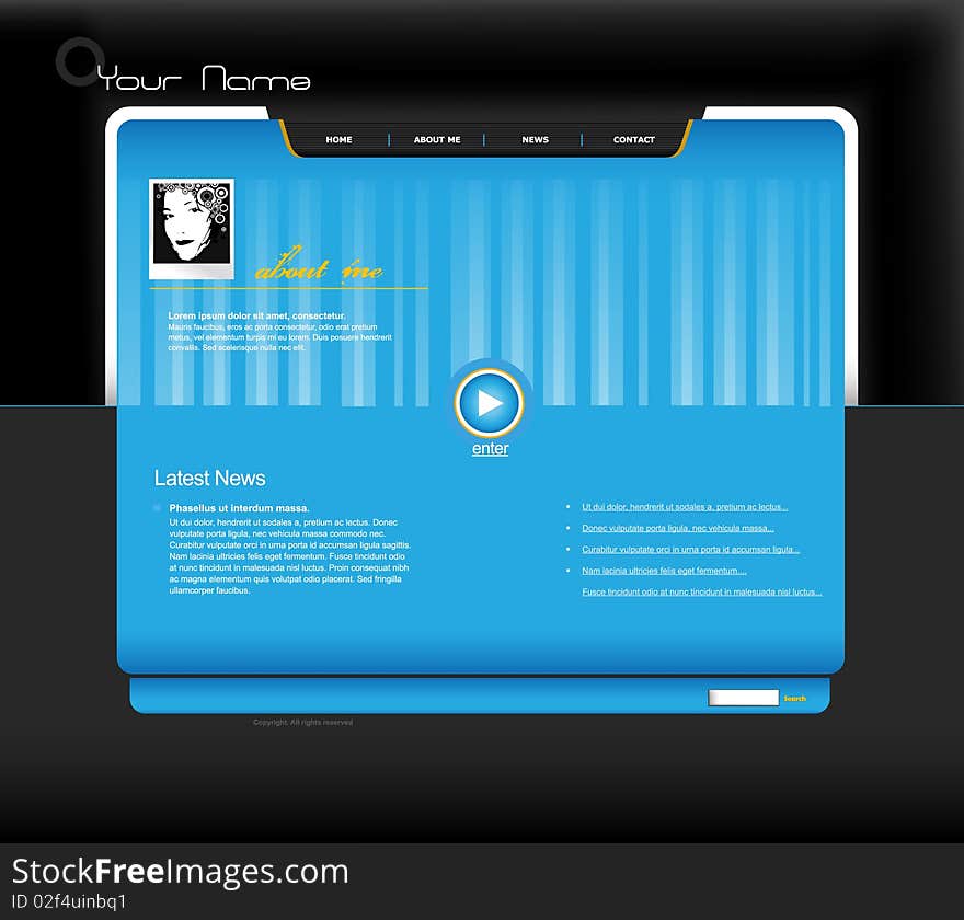 Website template with photo. Vector art