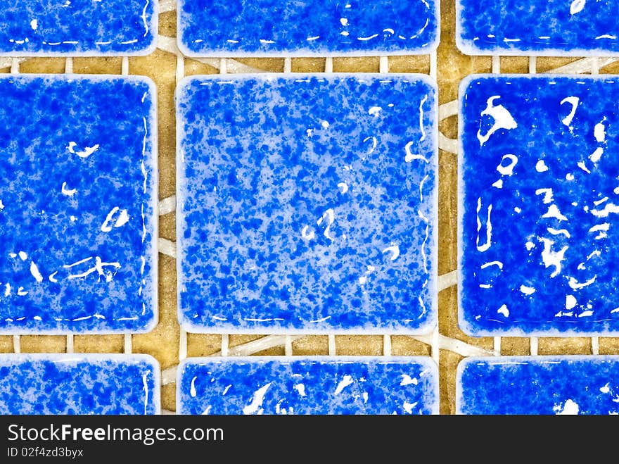 Closeup of Blue Mosaic tiles