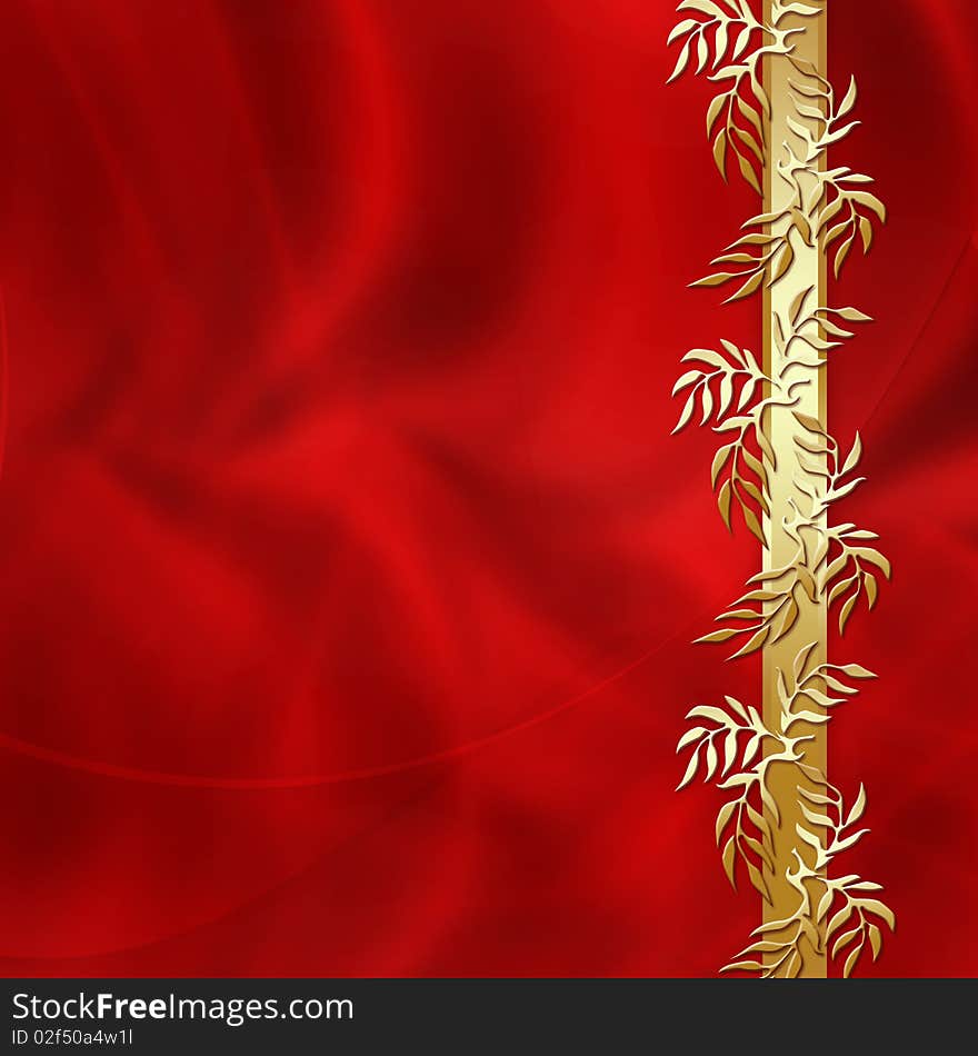 Red greeting background with leaves,. Red greeting background with leaves,