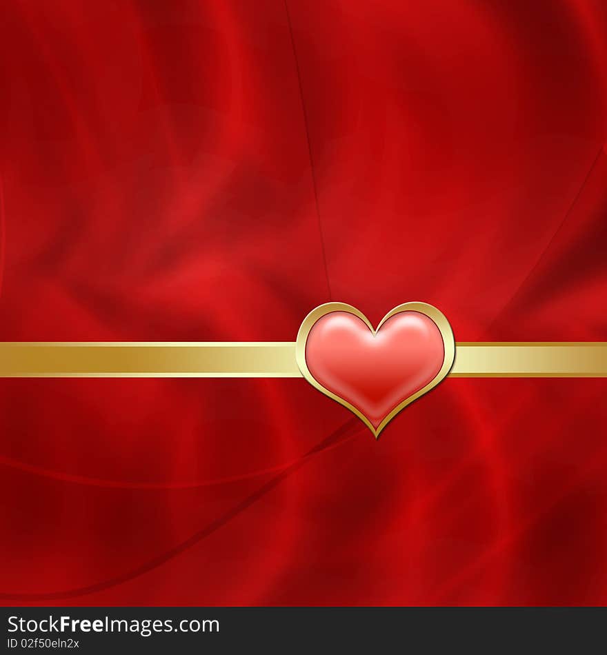 Red greeting background with heart. Red greeting background with heart