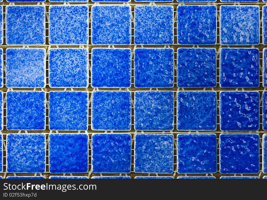 Closeup of Blue Mosaic tiles