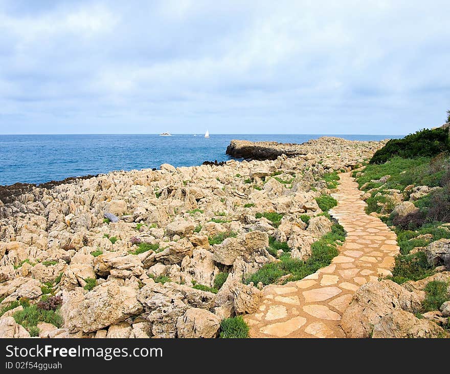 French Riviera Coast near Antibes city, France