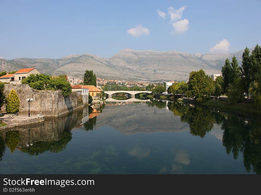 Trebinje Panorama with river and nice reflections