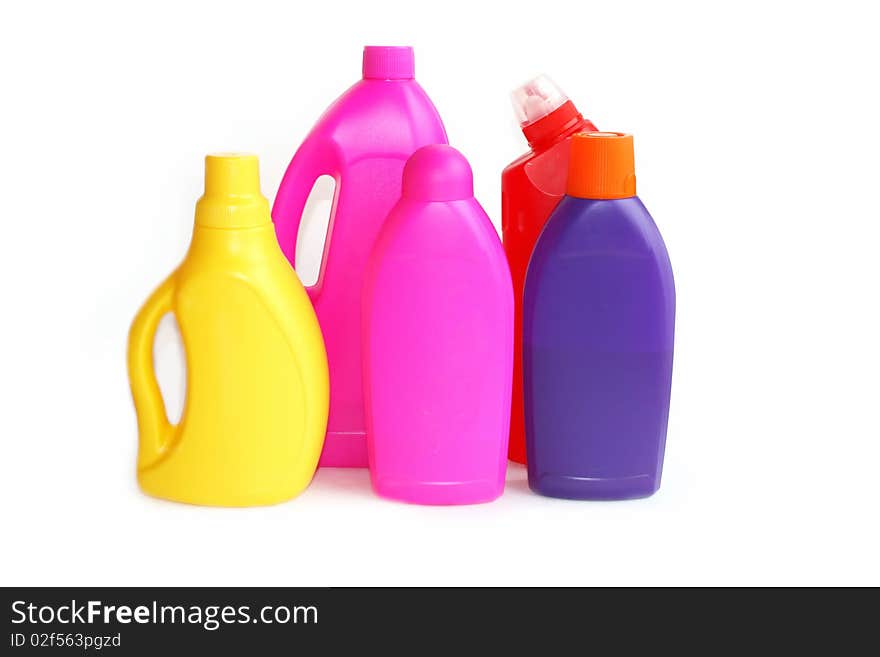 Household chemical goods on a white background