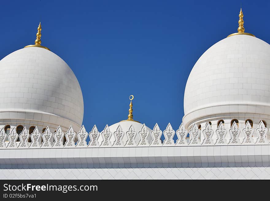 Domes and pillars Sheikh Zayed Mosque in Abu Dhabi