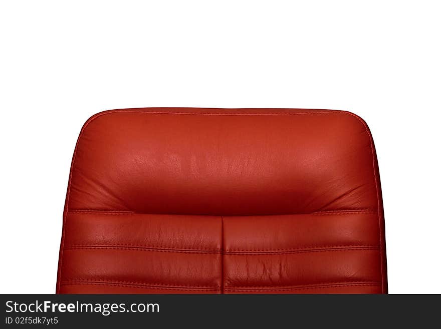 Back of red leather arm-chair on a white background. Back of red leather arm-chair on a white background