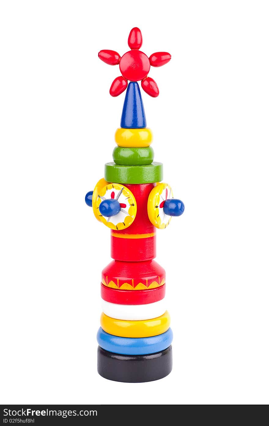 Colourful wooden toy - pyramid constructor