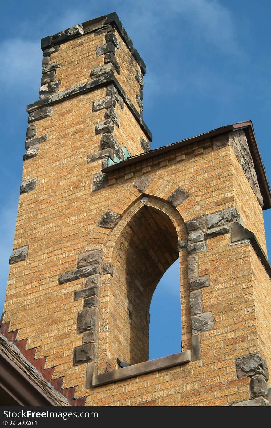 Wall formation on an old brick church. Wall formation on an old brick church