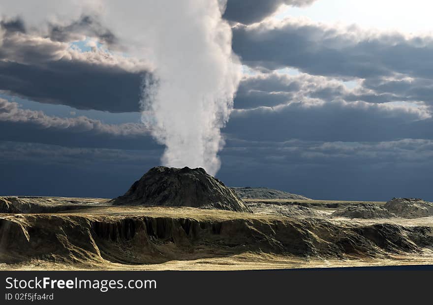 Young volcano finally being born. Young volcano finally being born