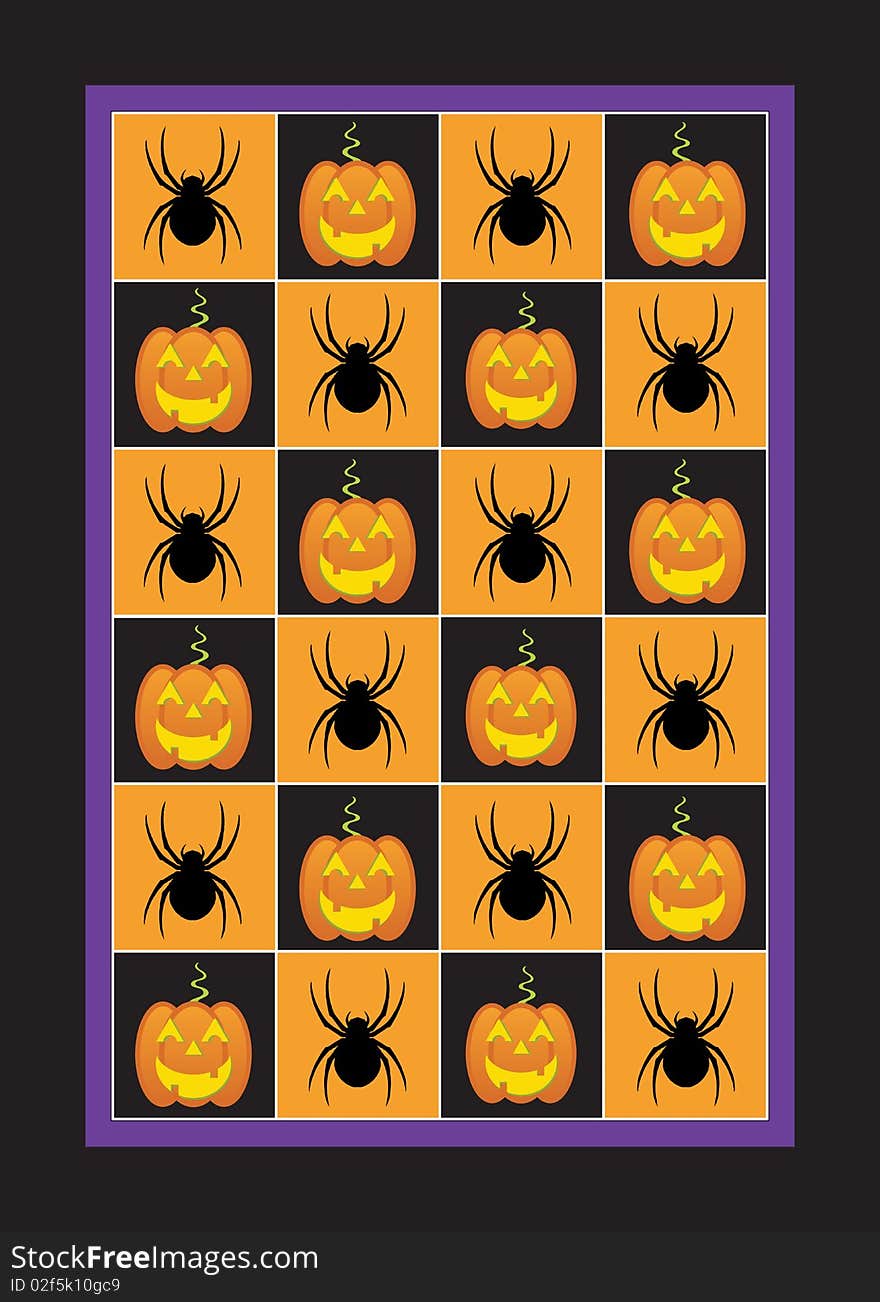 This is a  illustration of a Halloween decorative pattern including a pumpkin and spider. This is a  illustration of a Halloween decorative pattern including a pumpkin and spider.