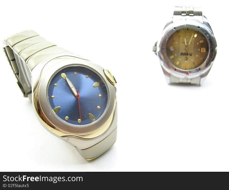 Wristwatches isolated on a white