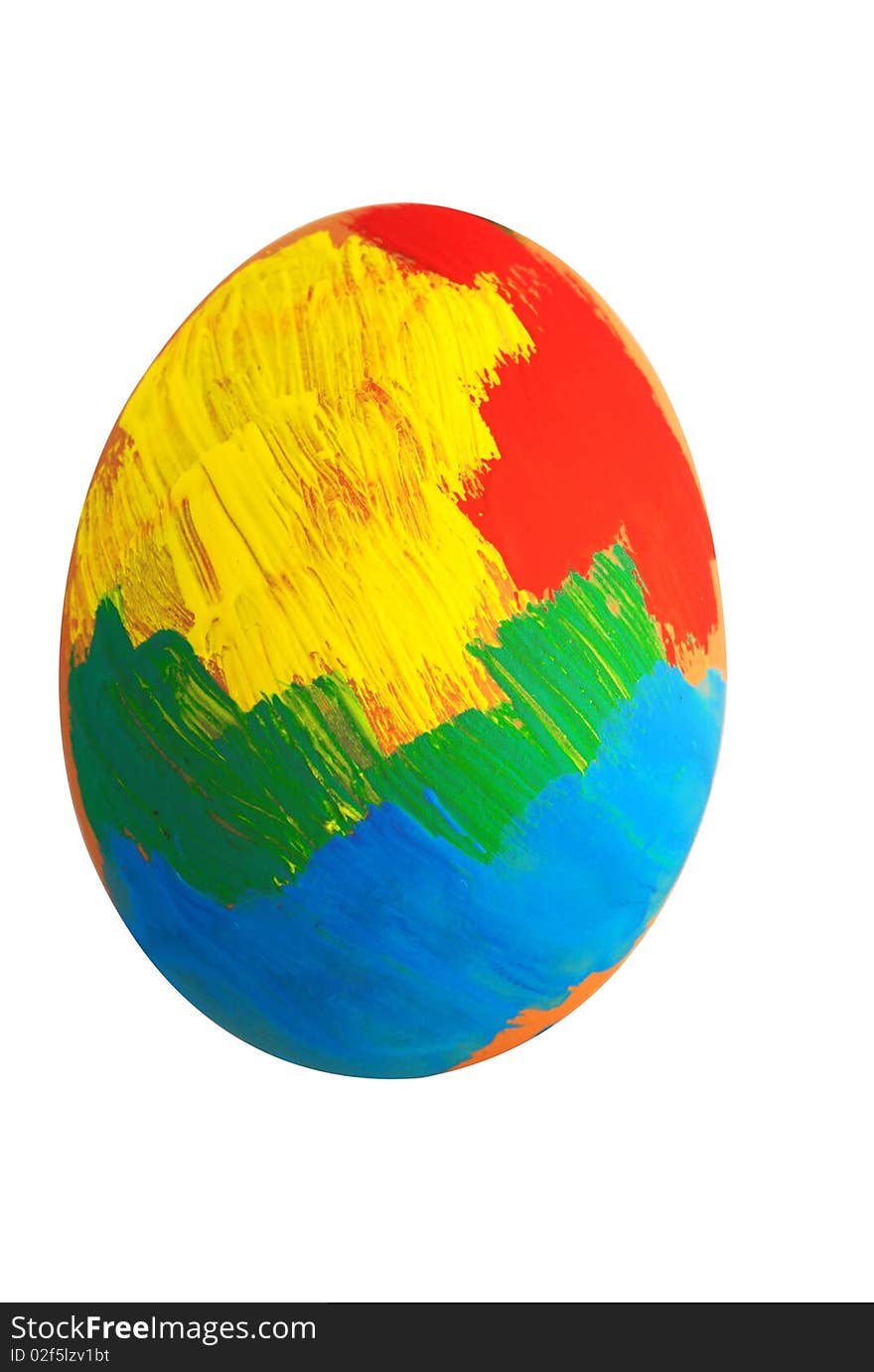 Painted colorful Easter eggs isolated on the white background