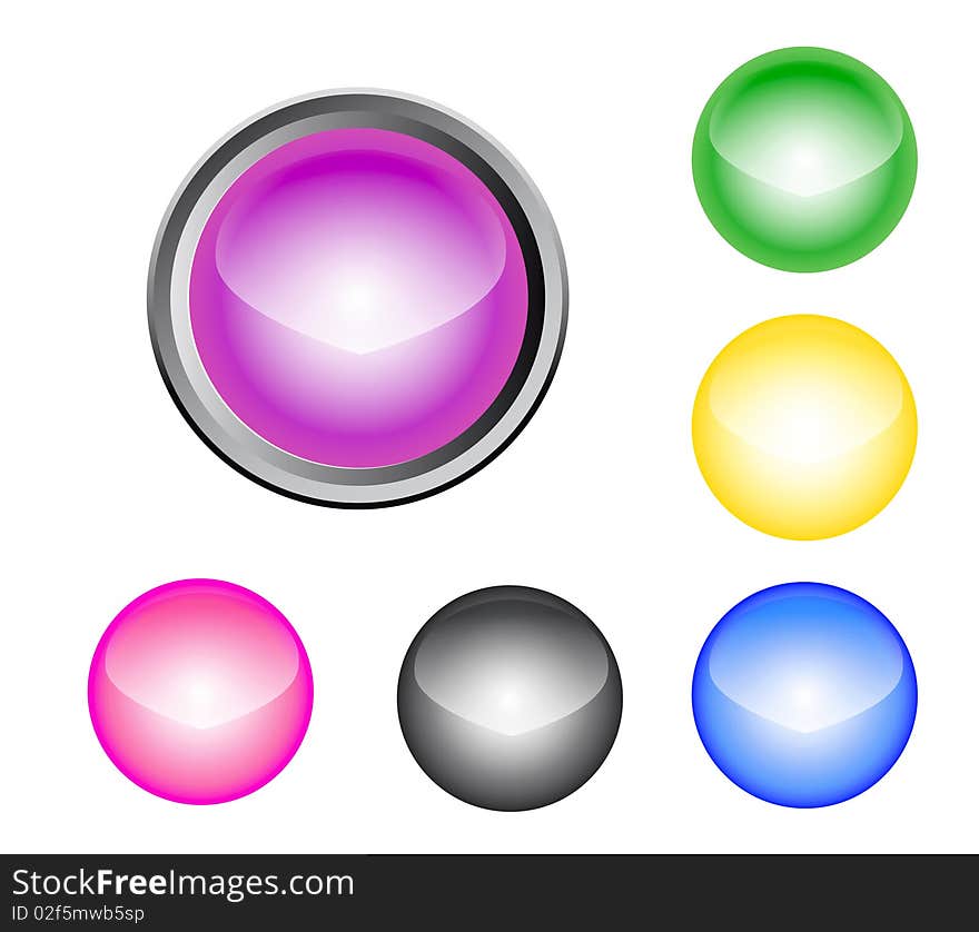 The metal glossy button, the vector image. The metal glossy button, the vector image.