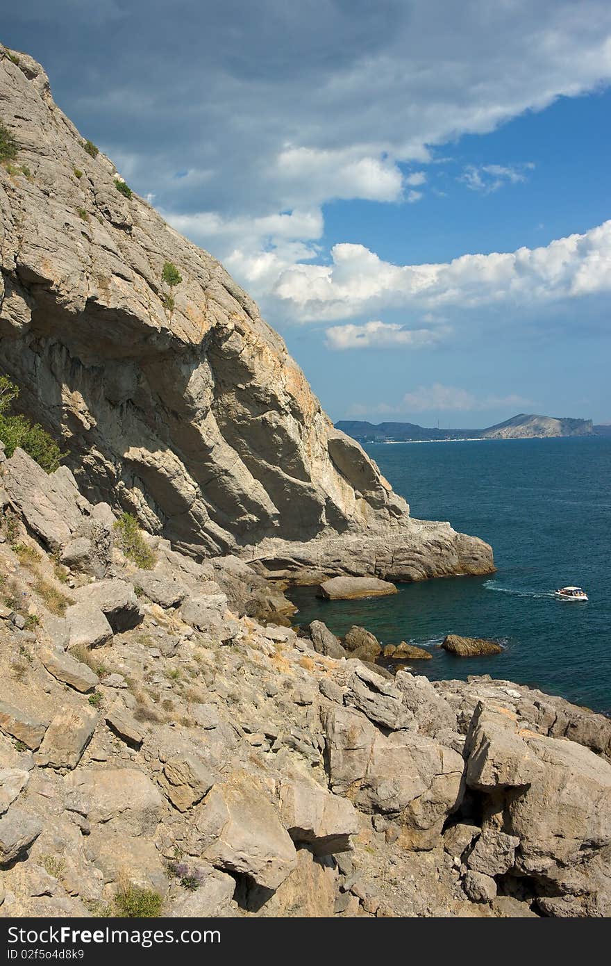 Crimea mountains and Black sea landscape, good sunny day. Crimea mountains and Black sea landscape, good sunny day