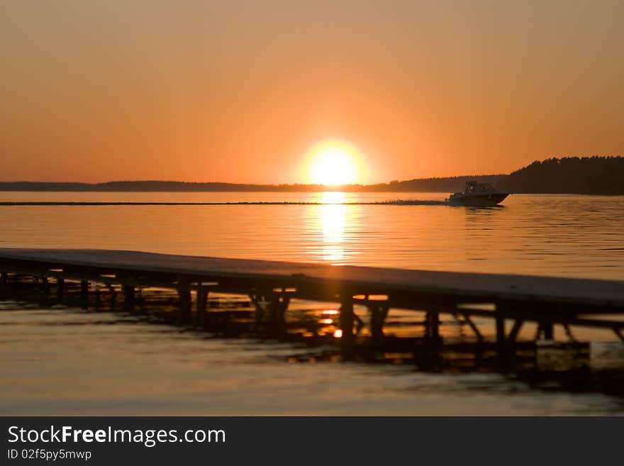 Sunset over river