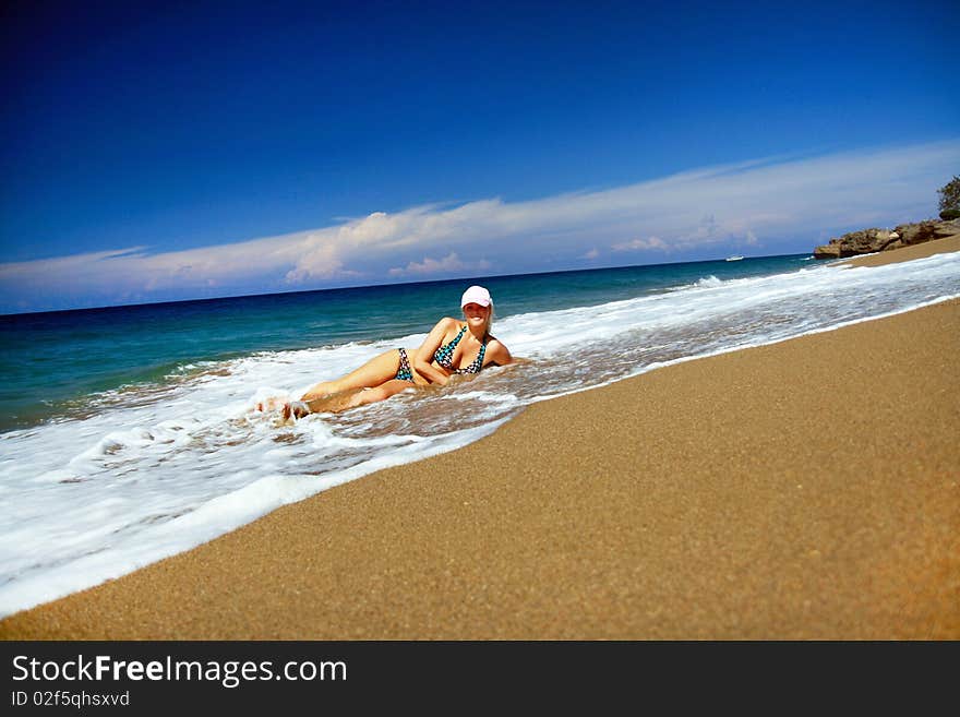 Sexy girl on caribbean beach