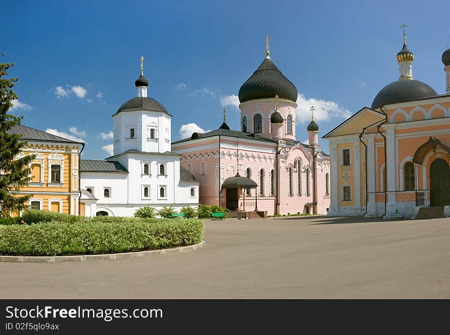 Temples and buildings inside the monastery, sunny day, Russia,. Temples and buildings inside the monastery, sunny day, Russia,