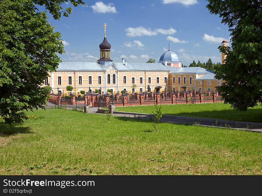 Temples and buildings inside the monastery, sunny day, Russia,. Temples and buildings inside the monastery, sunny day, Russia,