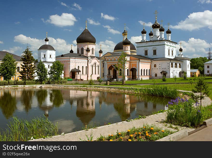 Temples and buildings inside the monastery, sunny day, Russia,. Temples and buildings inside the monastery, sunny day, Russia,