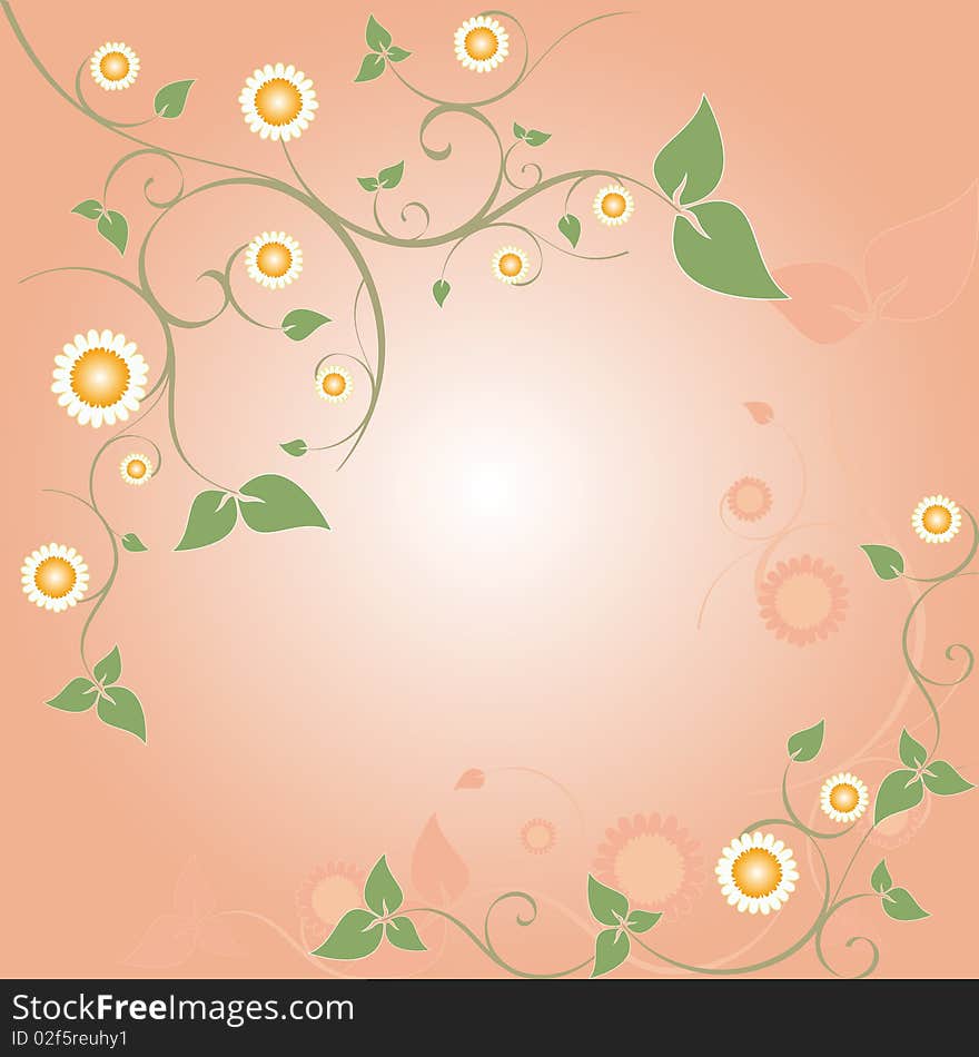 Abstract spring floral frame on pink background. Abstract spring floral frame on pink background