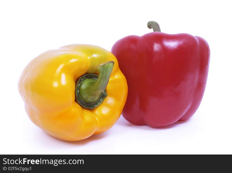 Picture of a fresh yellow pepper isolated on white