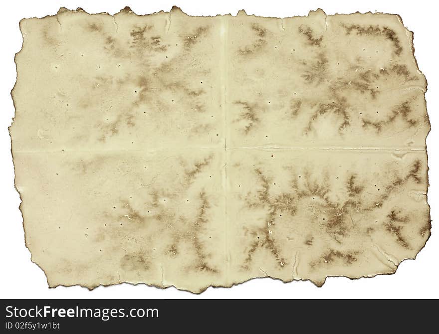 Stained old paper with rough edges