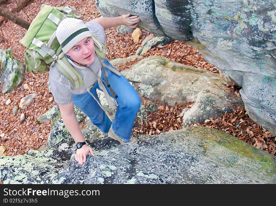 Man hiking in the forest