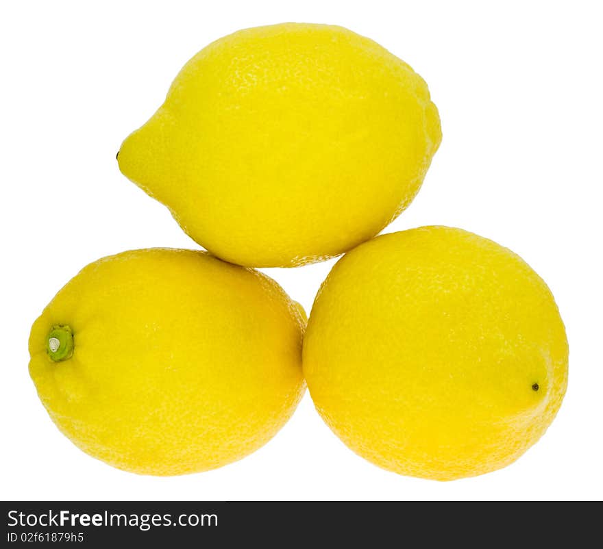 Three lemons isolated on white