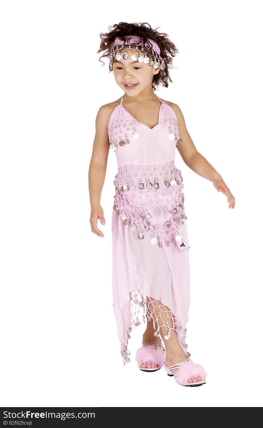 Cute girl in belly dancer dress