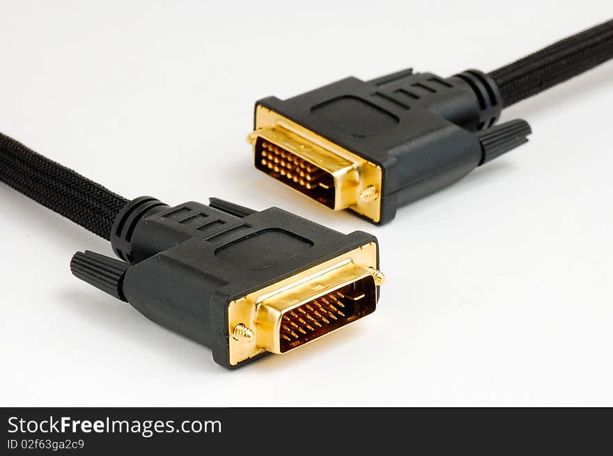 Dvi cable on white background