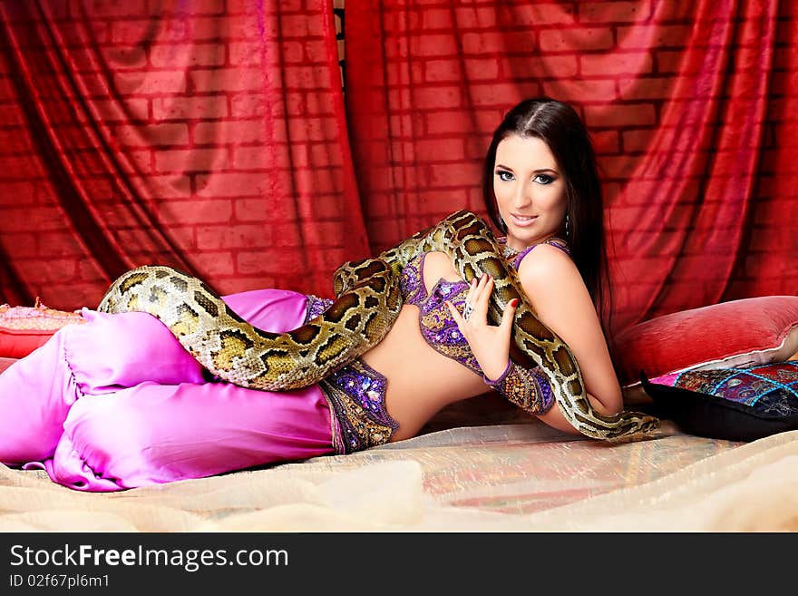 Woman with a python