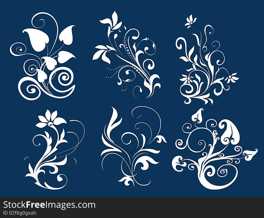 White flower pattern in blue background