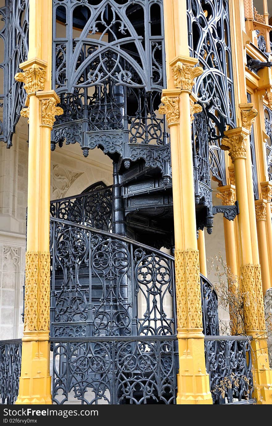 Winding staircase in the castle Hluboka.