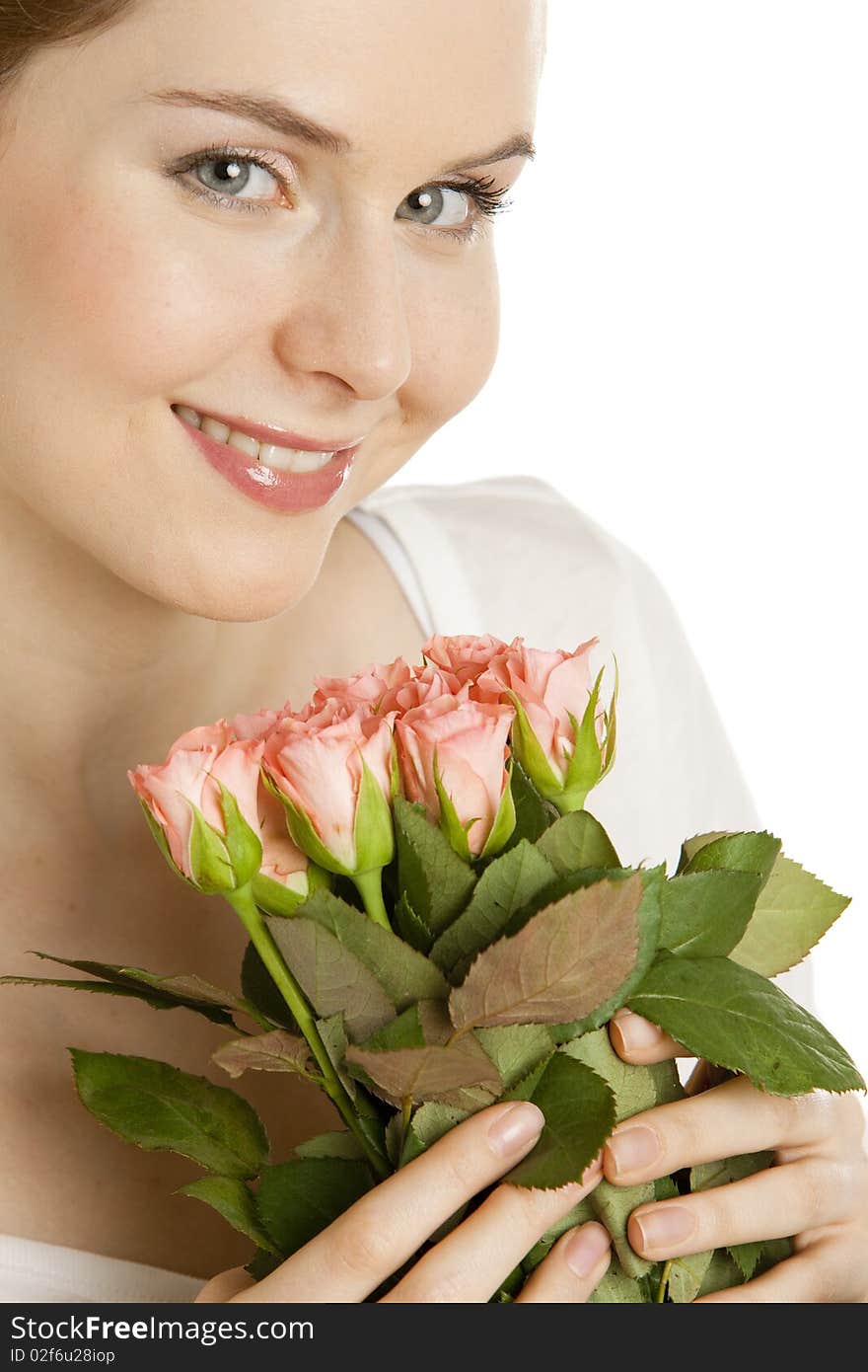 Portrait of woman with roses