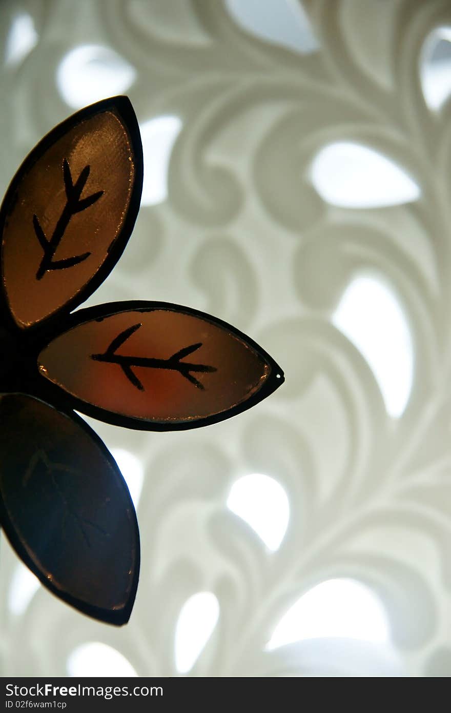 Part of flower on white ornamental background