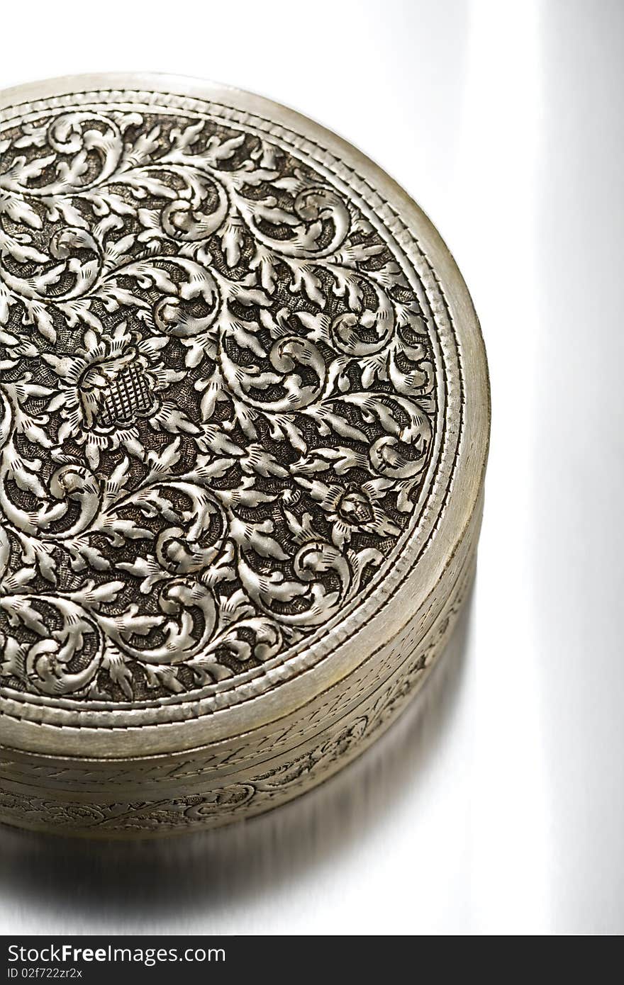 Floral patterned antique metal case