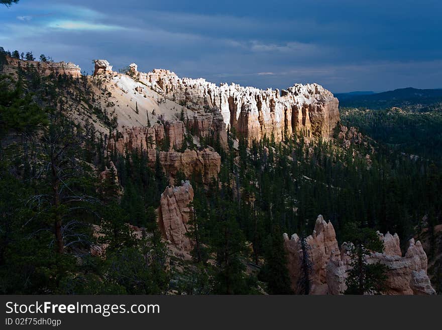 Beautiful landscape in Bryce Canyon with magnificent Stone formation like Amphitheater, temples, figures in afternoon light. Beautiful landscape in Bryce Canyon with magnificent Stone formation like Amphitheater, temples, figures in afternoon light