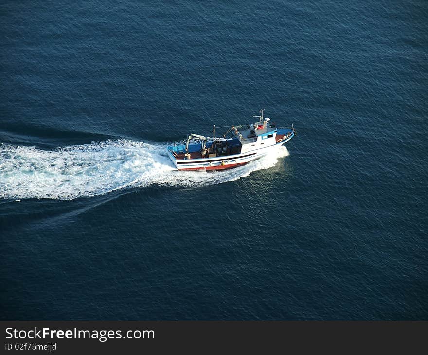 Fishing boat on atlantic sea