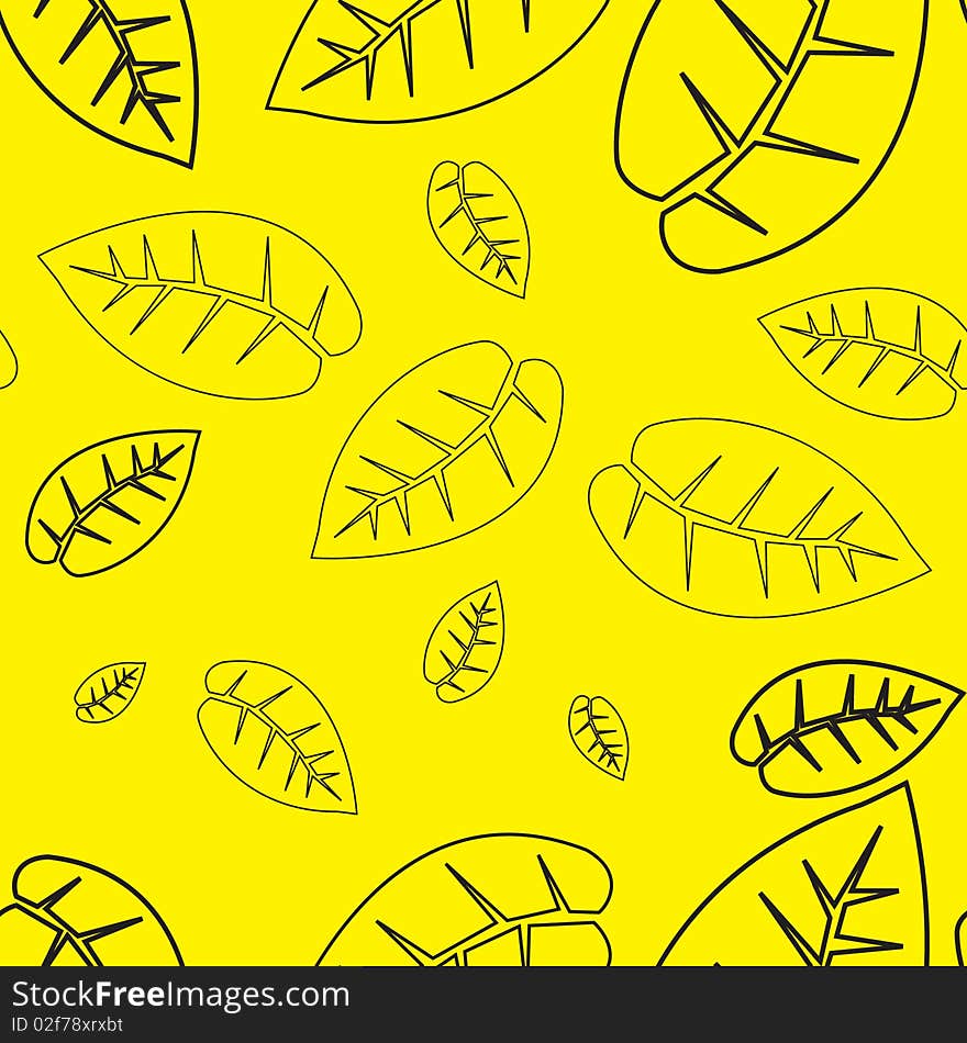 Seamless texture of leaves on a yellow background. Seamless texture of leaves on a yellow background