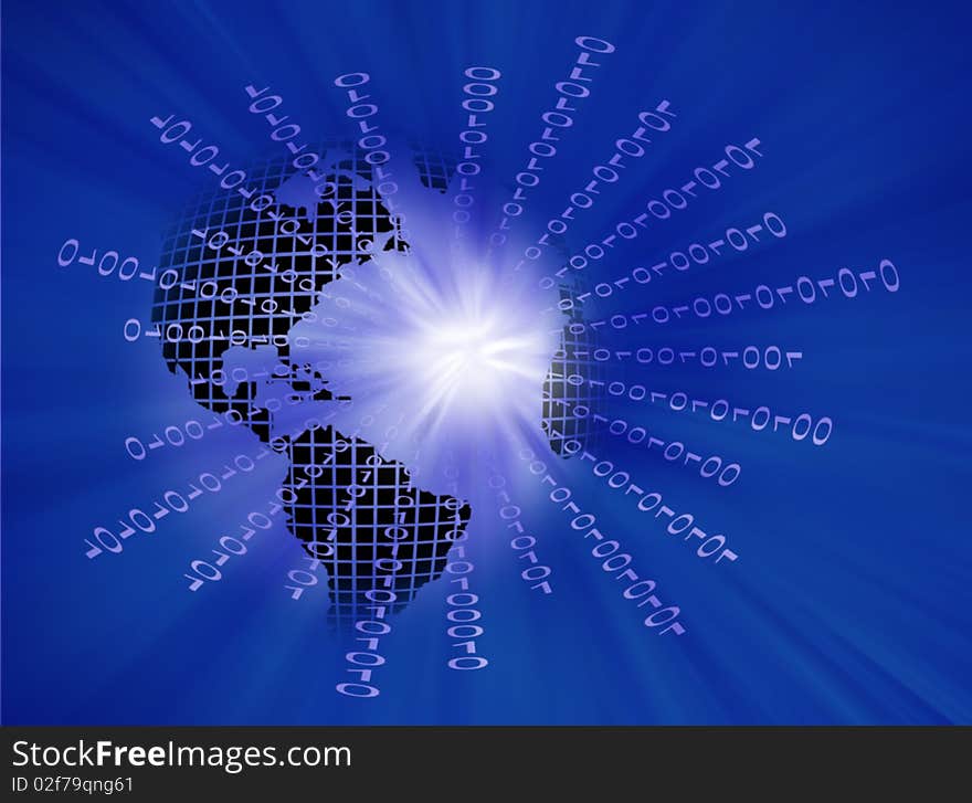 Computer generated globe with binary numbers