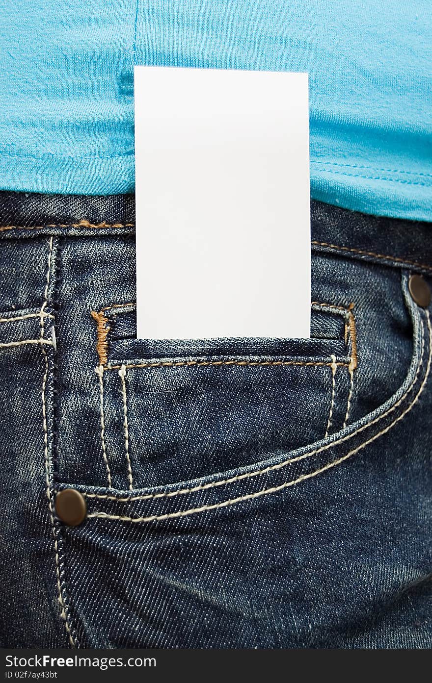 Blank business card in jeans pocket