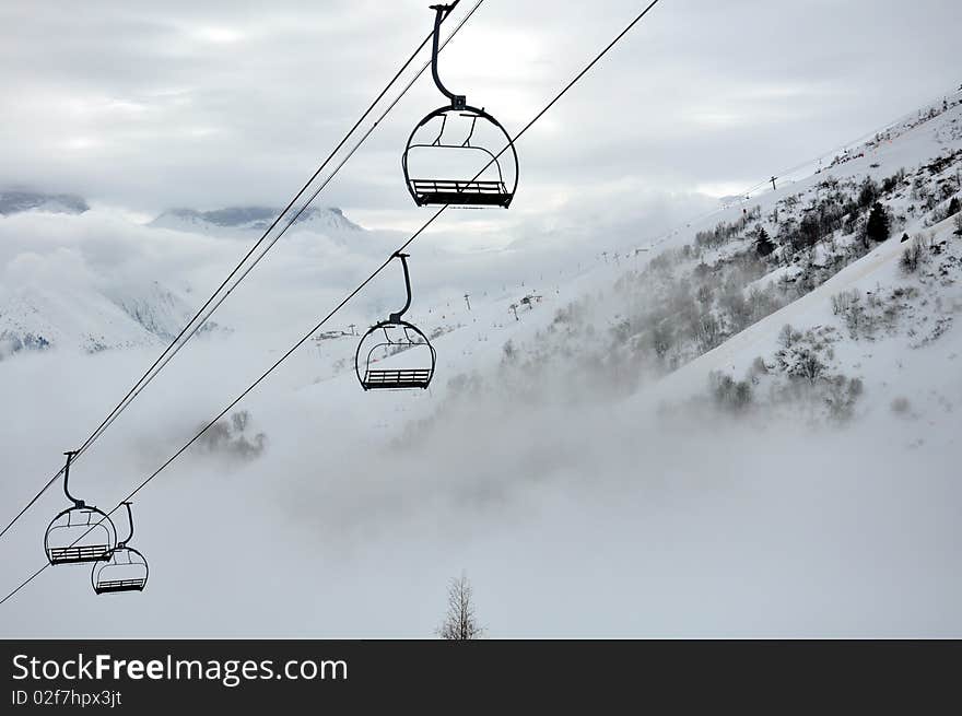 Skilift in the fog