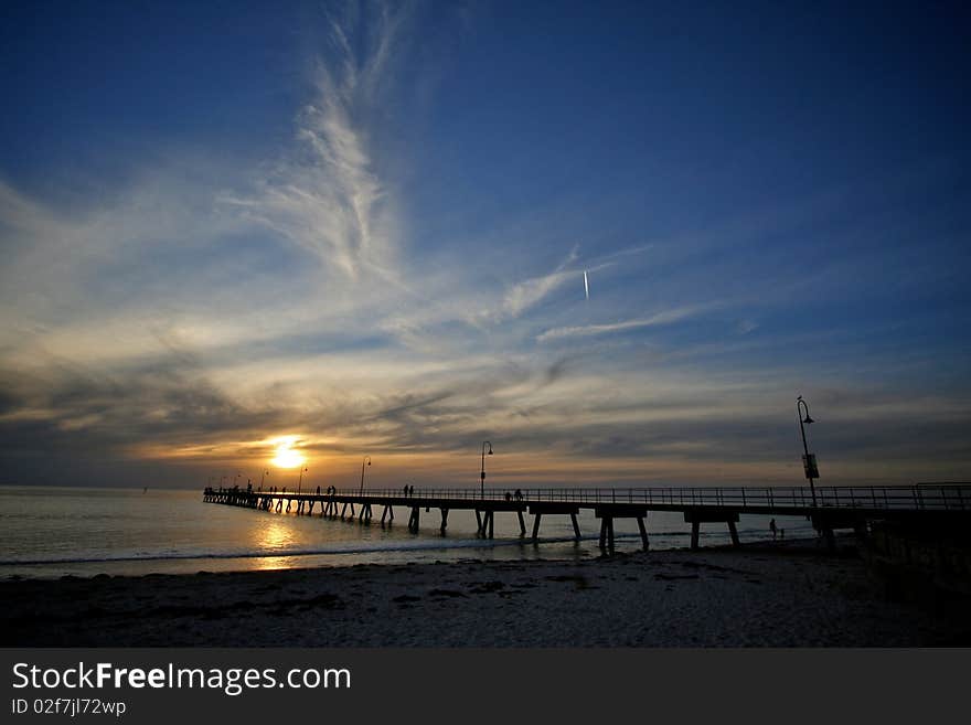 Sunset over the Pier at Glenelg, Adelaide, South Australia.