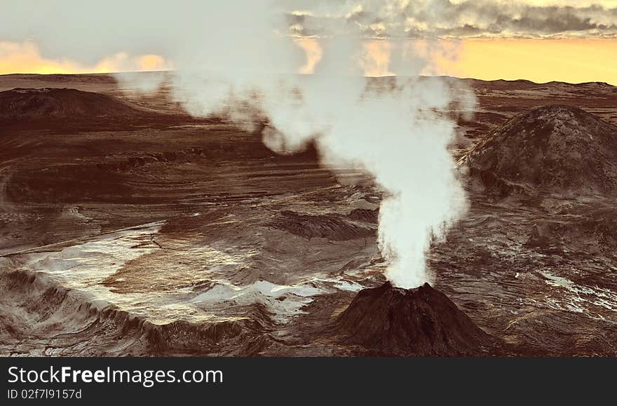 Young volcano finally being born. Young volcano finally being born