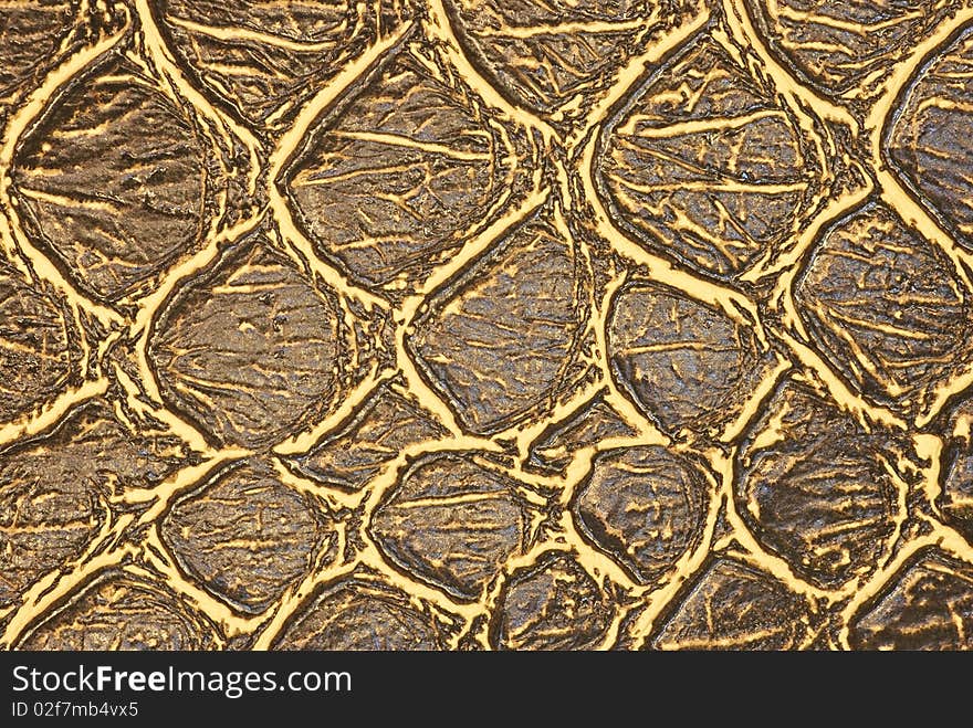 Closeup of brown tanned crocodile leather