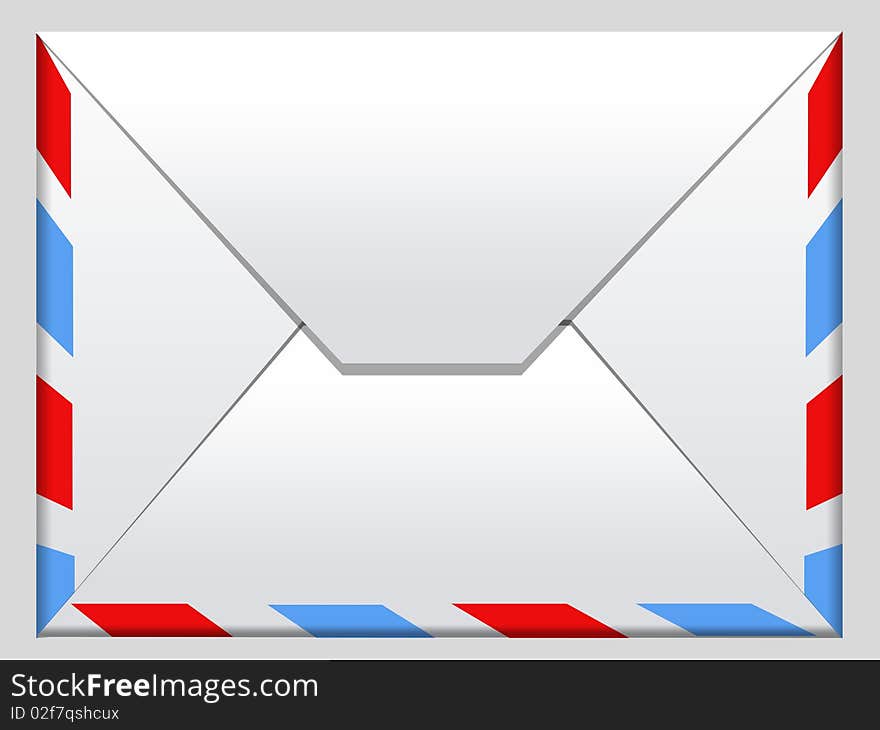 Illustration of a post envelope, on each side an envelope red and blue strips