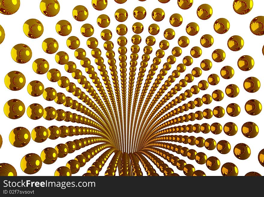 Golden balls on a white background