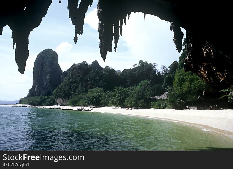 Beautiful white Tham Phra Nang beach, Thailand. Beautiful white Tham Phra Nang beach, Thailand