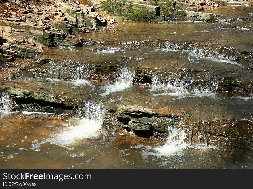 A small water fall in a stream